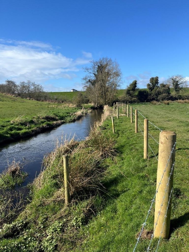 Watercourse fencing before and after. 