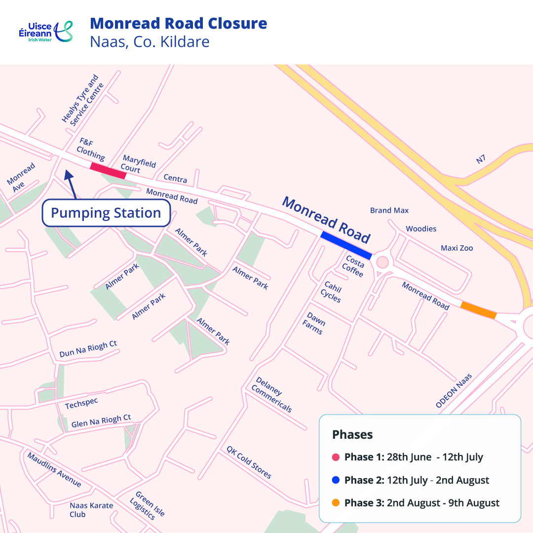 UÉ Monread Road Closure Map