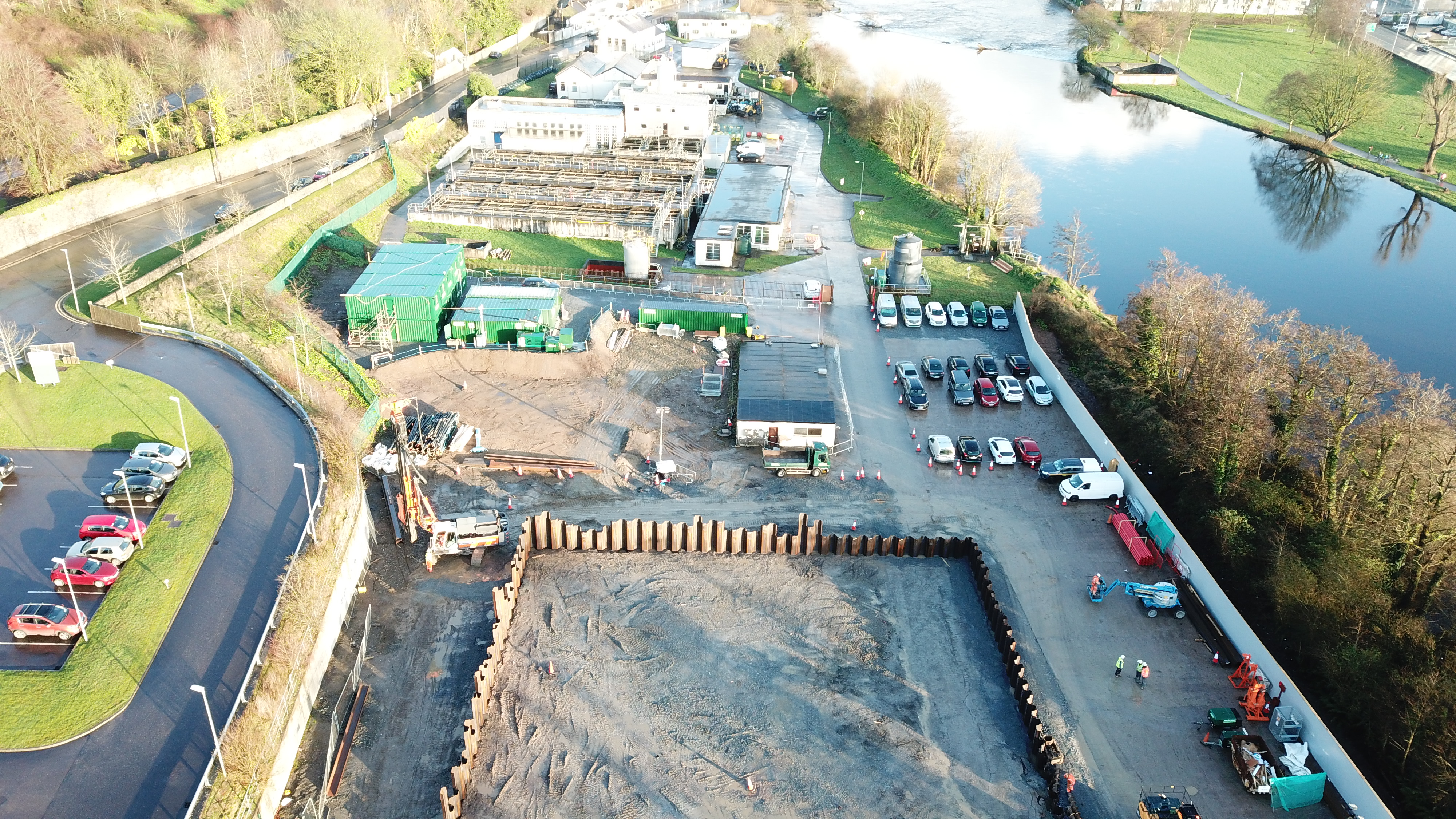 Aerial view of a construction site