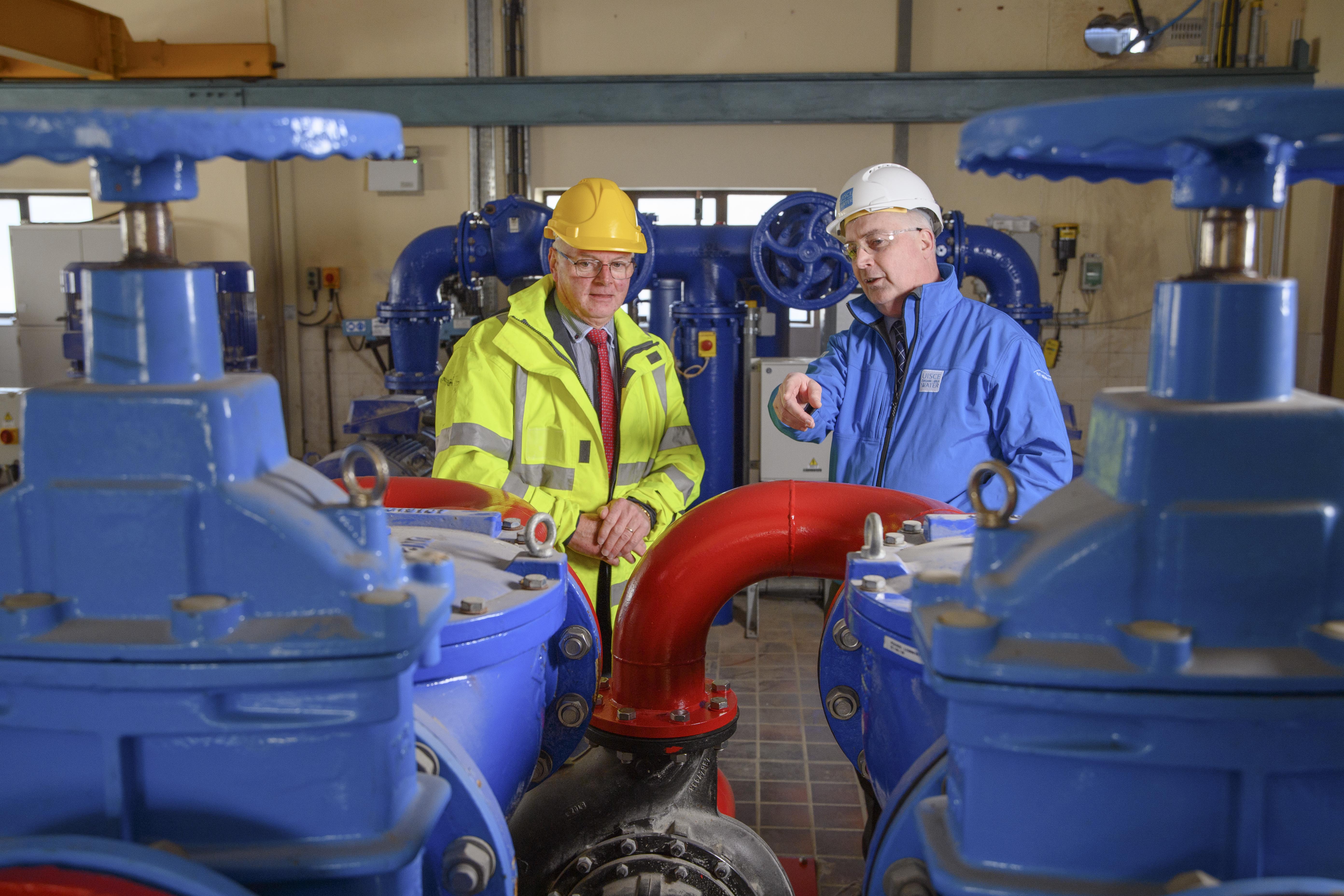 Uisce Éireann workers inside a water treatment plant