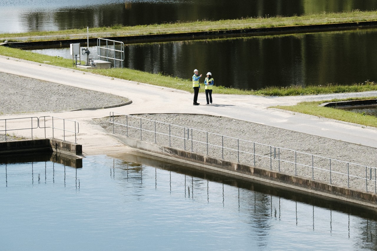 Uisce Éireann workers at a water treatment plant