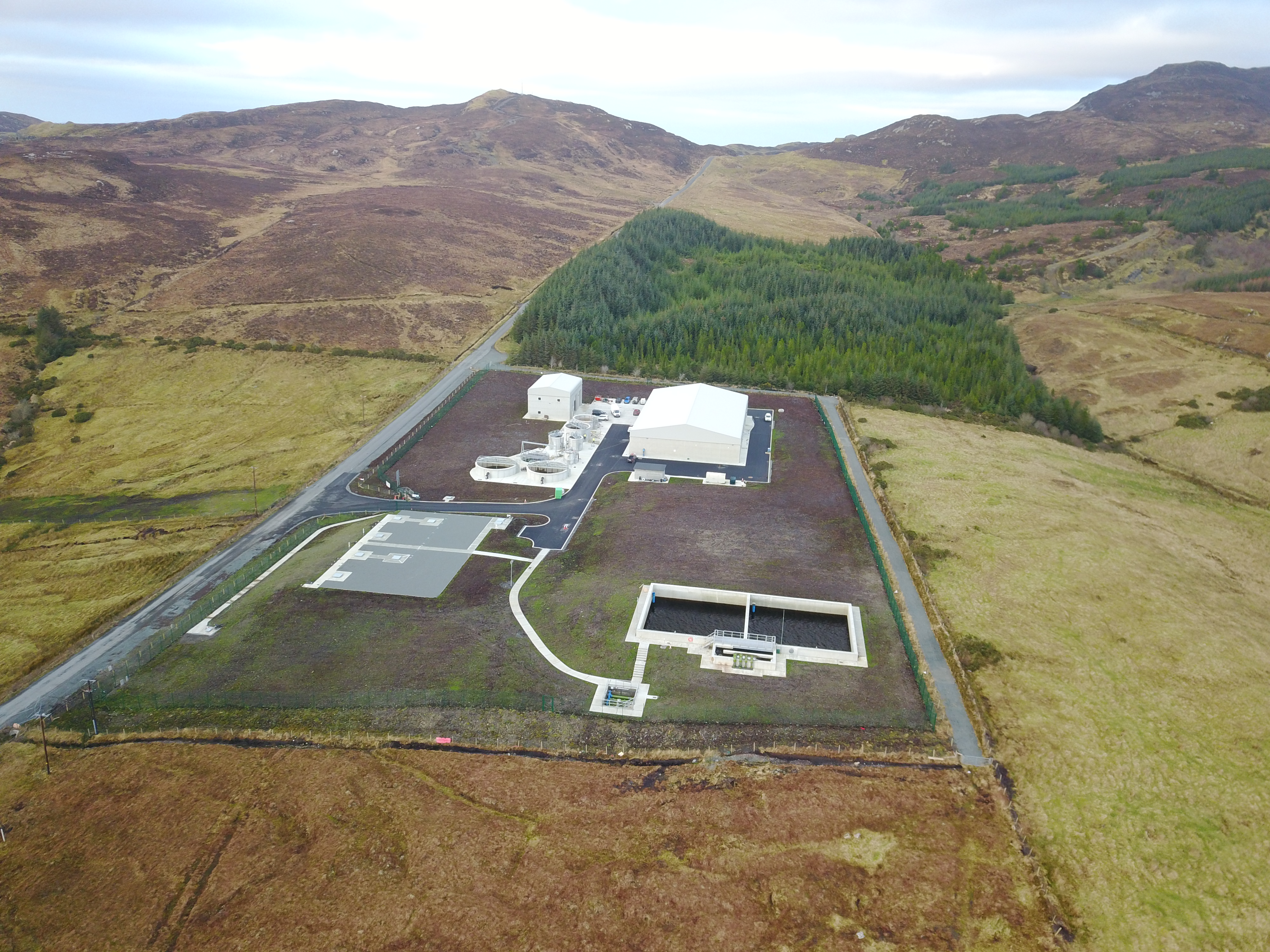 Aerial view of a water treatment plant