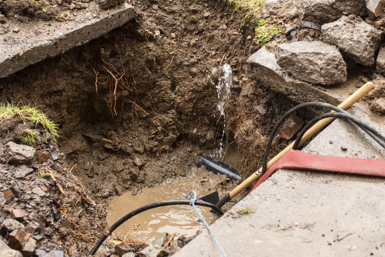 A leaking pipe in the ground