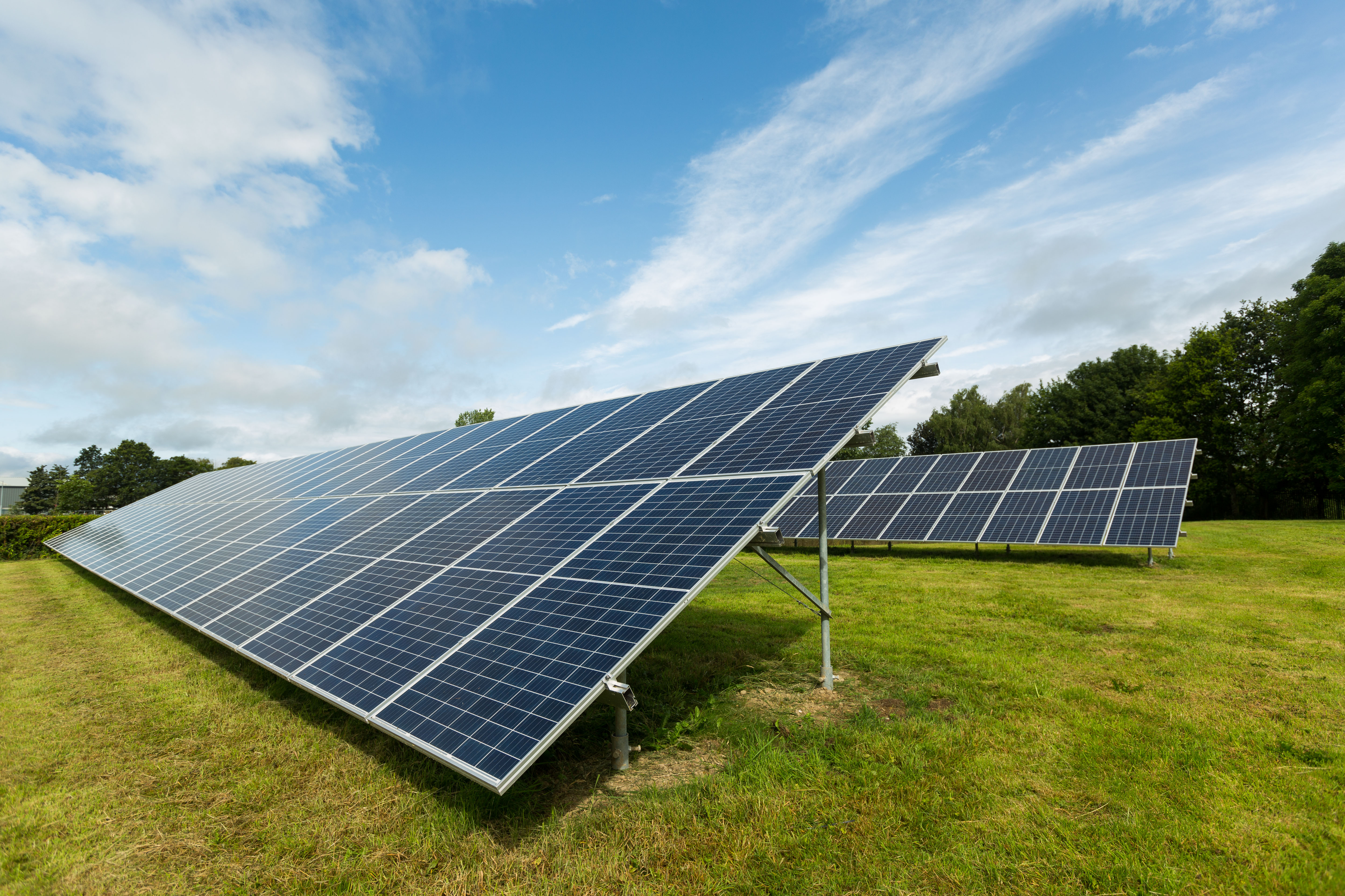 Solar panels in a field