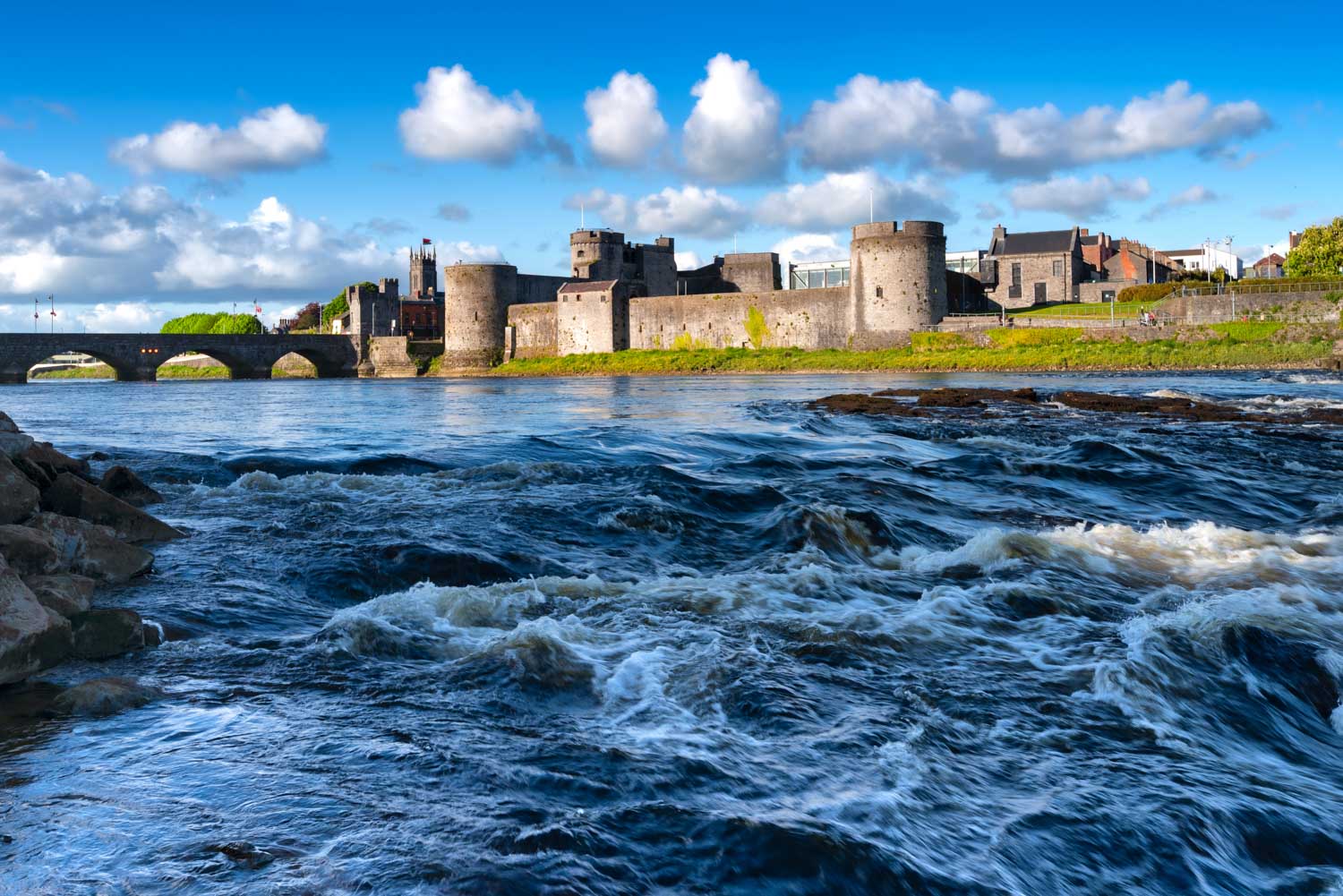 A castle by a large river